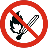 Abb. 36 Keine offene Flamme; Feuer, offene Zndquelle und Rauchen verboten; Verbotszeichen P0031