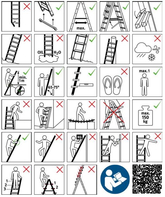 Abb. 49 Hinweise zur Verwendung von Leitern