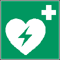 ISO 7010-E010 Automatisierter externer Defibrillator (AED)