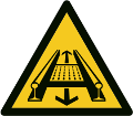 DIN 4844-2/ ISO 7010 D-W029 Warnung vor Gefahren durch eine Förderanlage im Gleis