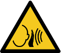 ISO 7010-W038 Warnung vor unvermittelt auftretendem lauten Geräusch