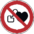 ISO 7010-P007 Kein Zutritt für Personen mit Herzschrittmachern oder implantierten Defibrillatoren