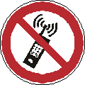 ISO 7010-P013 Eingeschaltete Mobiltelefone verboten