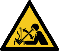 ISO 7010-W032 Warnung vor hochschnellendem Werkstück in einer Presse