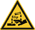 ISO 7010-W023 Warnung vor ätzenden Stoffen