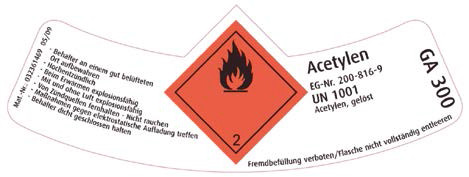 Abb. 10 Etikett für eine Gasflasche nach Transportrecht und Stoffrichtlinie *